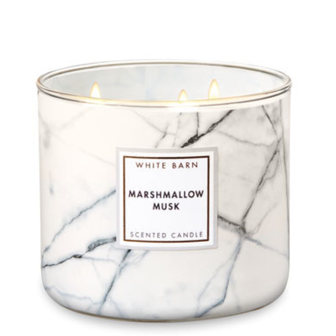 Bn Bath Body Works Marshmallow Musk 3 Wick Candle Furniture