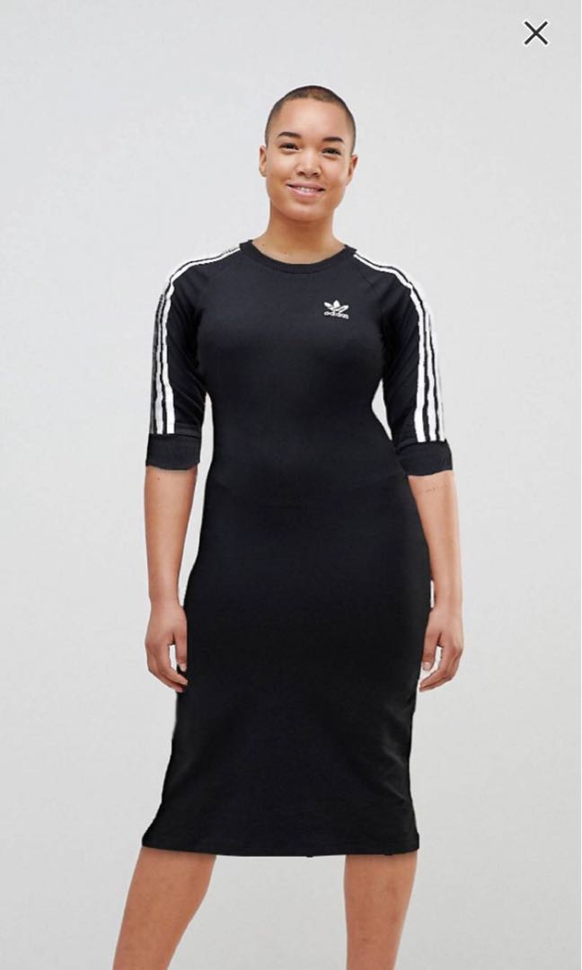Adidas three stripe midi dress discount