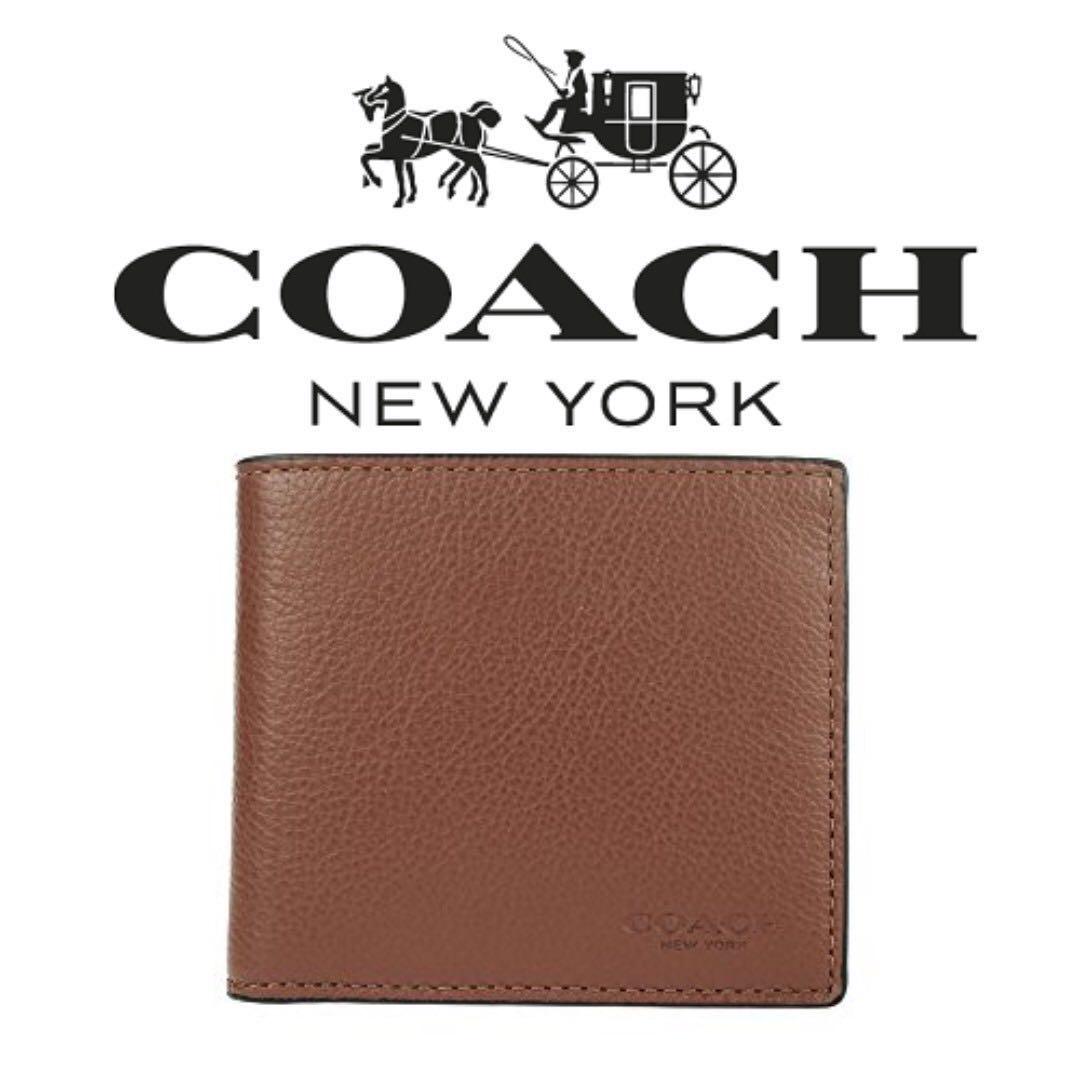 BNWT Authentic Coach Double Billfold Wallet In Calf Genuine Leather Dark Saddle F75084 CWH Men s Fashion Watches Accessories Wallets Card Holders on Carousell