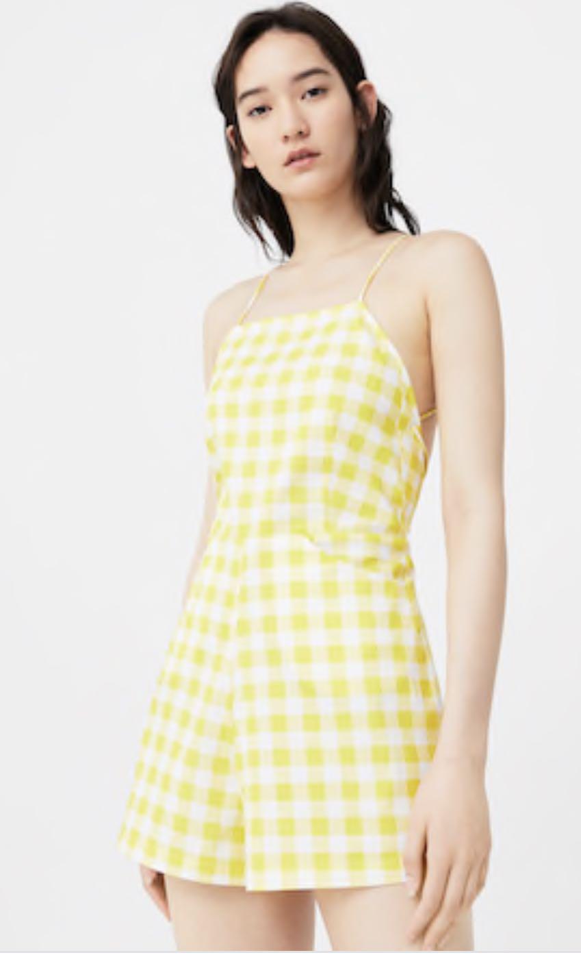 yellow check jumpsuit