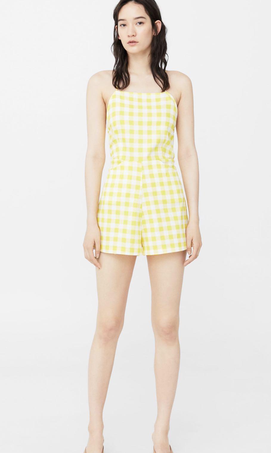 yellow check jumpsuit