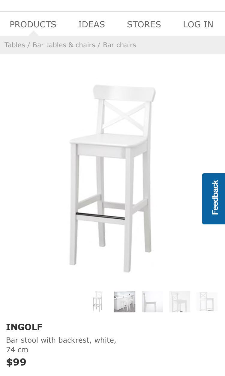 Classy White Ingolf Bar Stools x 2, Furniture & Home Living, Furniture, Tables & Sets on Carousell