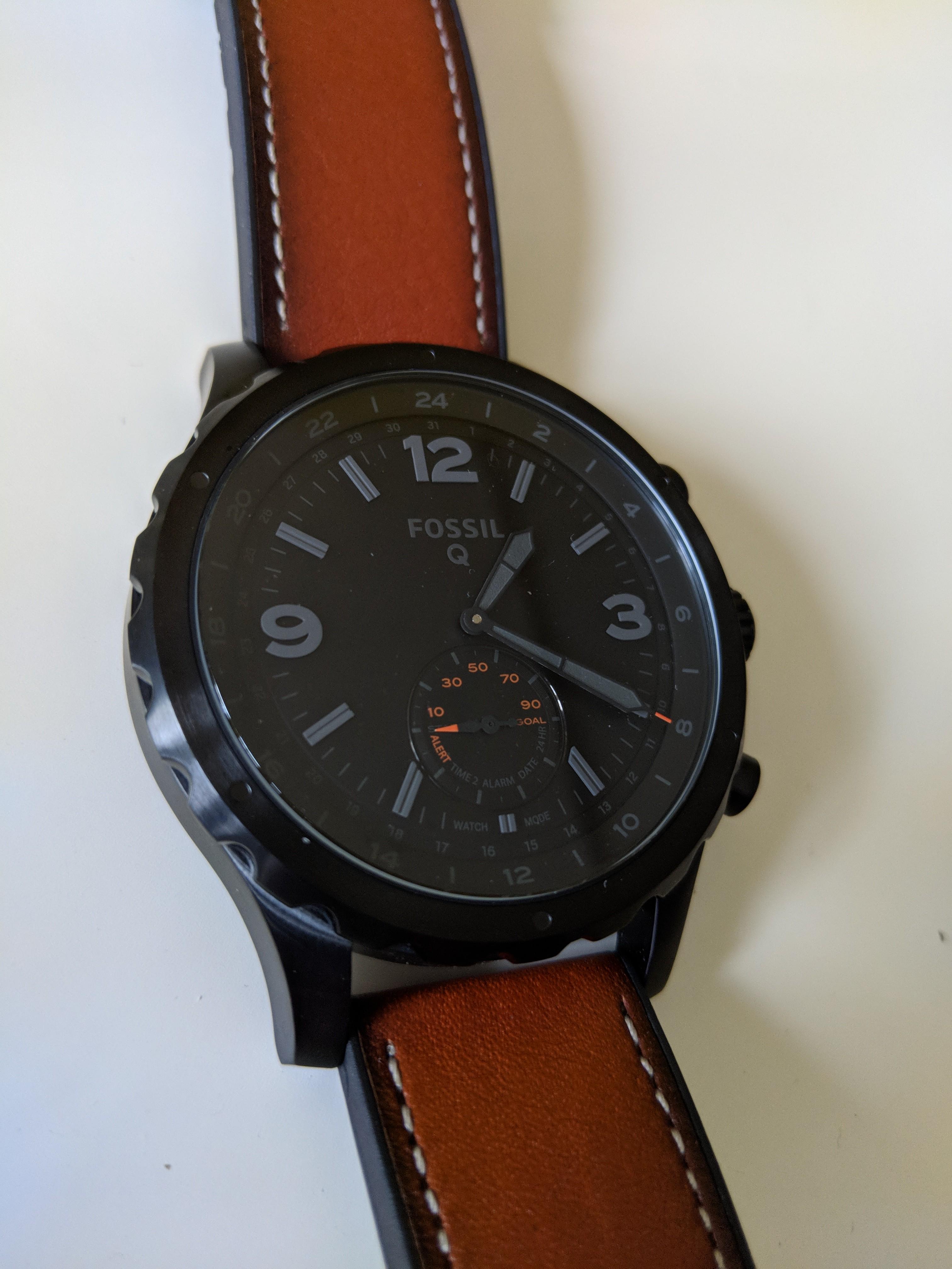 Fossil q nate shop leather hybrid smartwatch