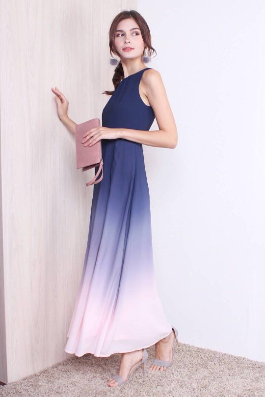 Pink and navy maxi dress Sale