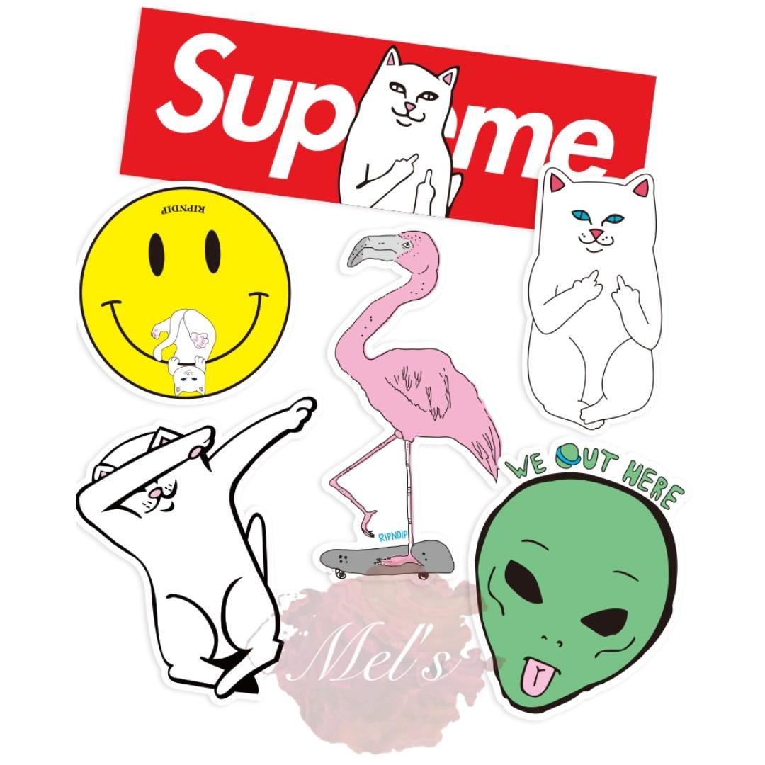 Ripndip Tumblr Luggage Stickers Lord Nermal Middle Finger Cat Lord Alien Dab Moon Flamingo Design Craft Art Prints On Carousell