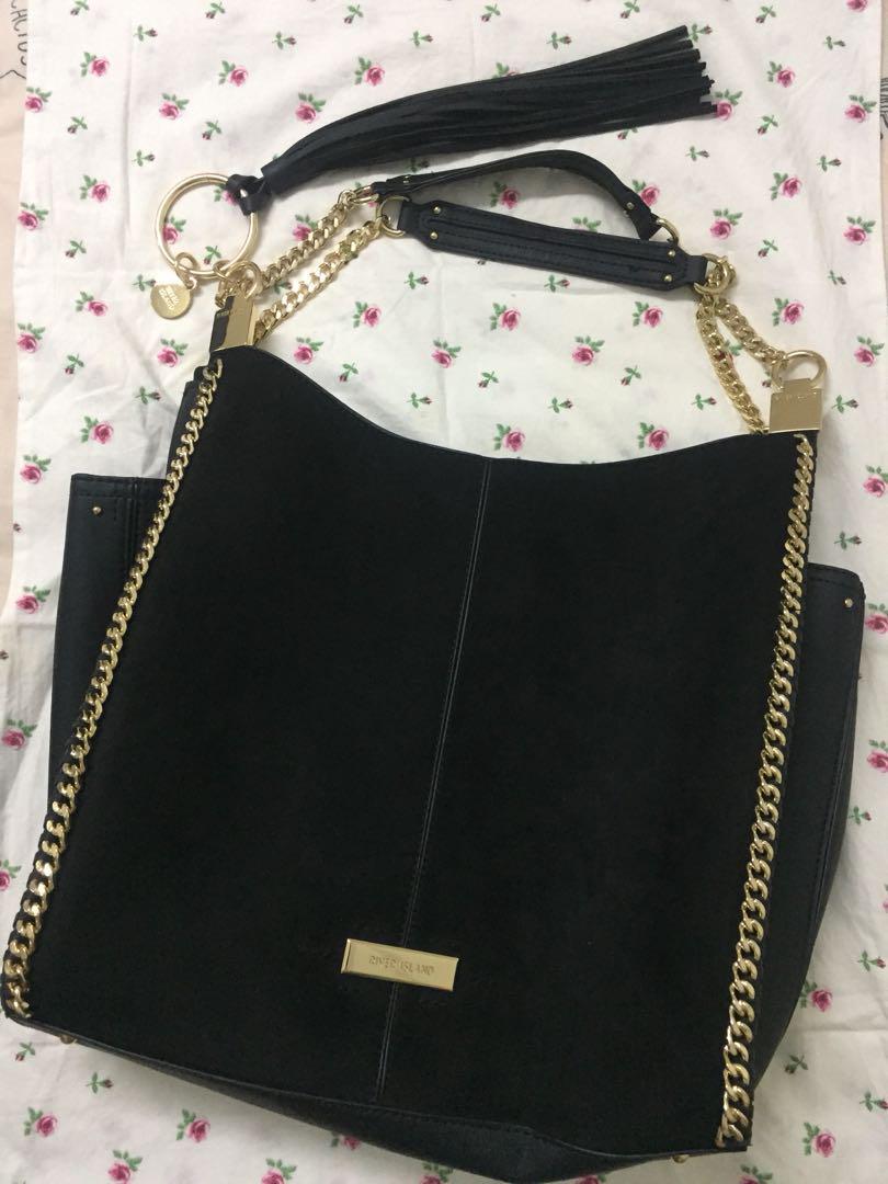 River island black on sale chain slouch bag