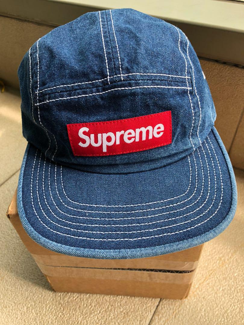 メンズsupreme contrast stitch denim camp cap - dibrass.com