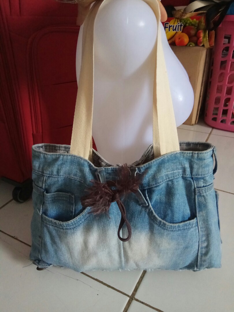 Tote Bag Jeans Tas Wanita Fesyen Wanita Tas Dompet Di Carousell
