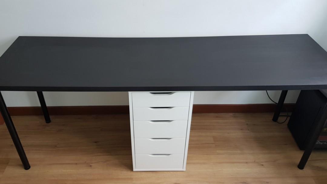 Used Ikea Study Table with Pedestal, Furniture & Home Living, Furniture