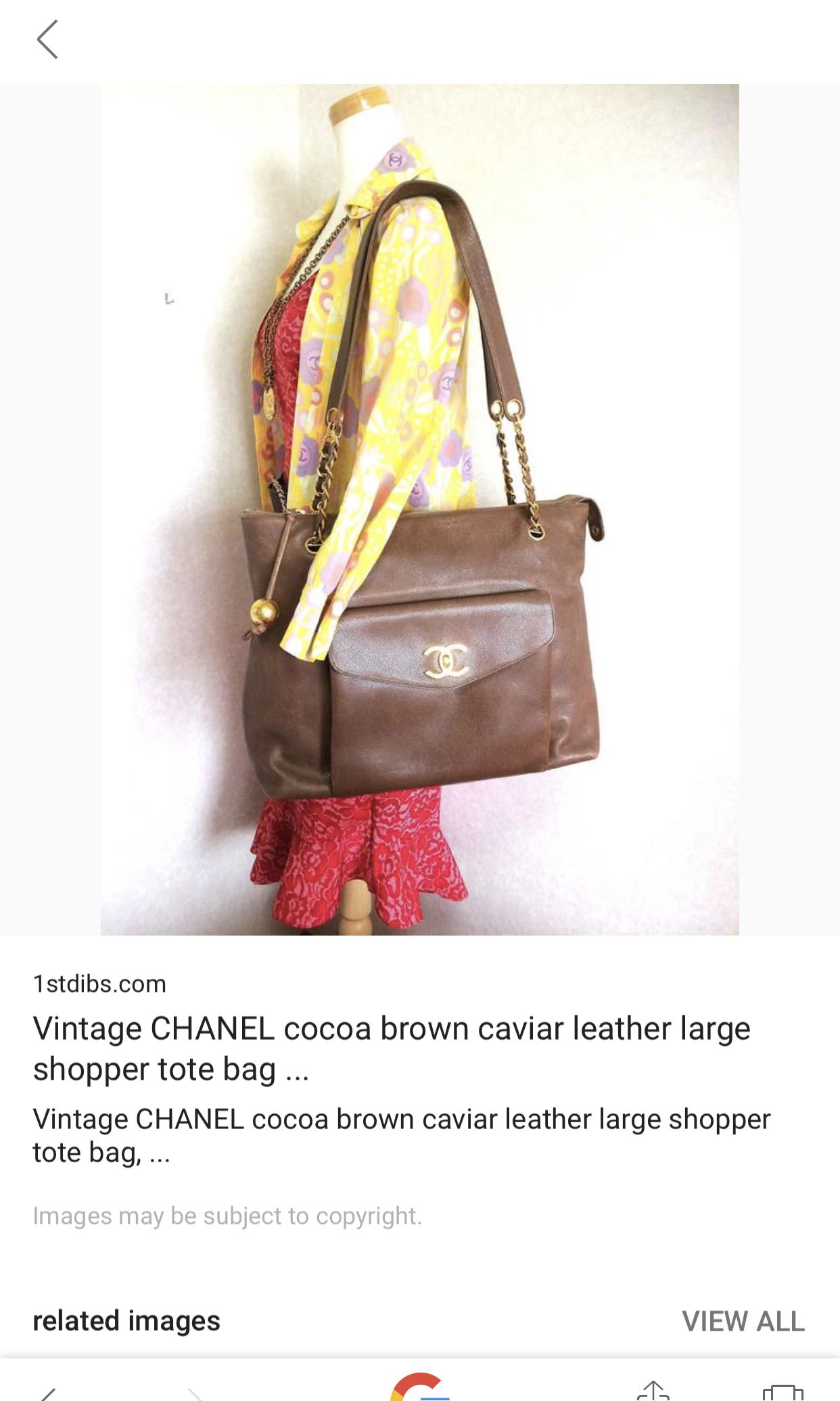 Vintage CHANEL cocoa brown caviar leather large shopper tote bag