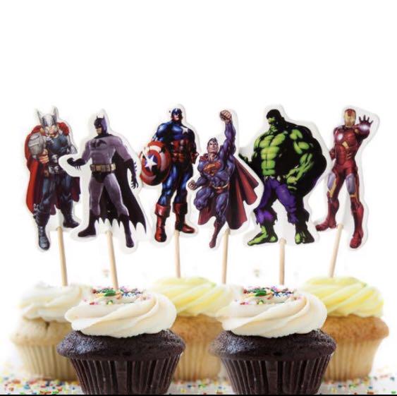 12 Pcs Marvel Avengers Cupcake Topper Iron Man Captain America
