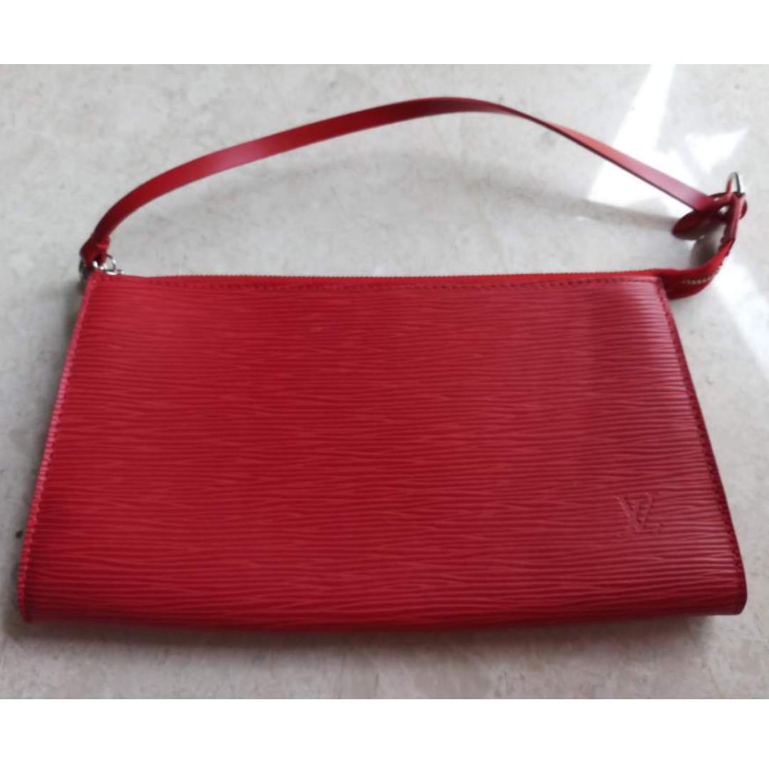 small red clutch bag