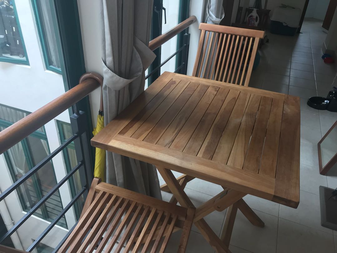 Balcony table+chair set, Furniture & Home Living, Furniture, Tablets