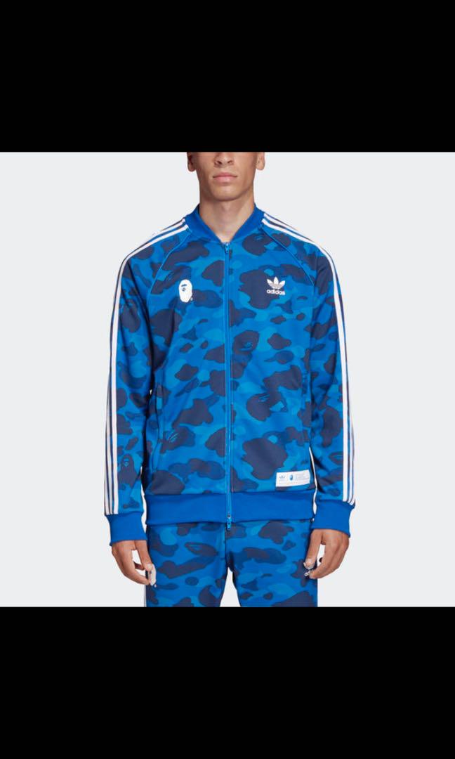 bape x adidas jacket blue