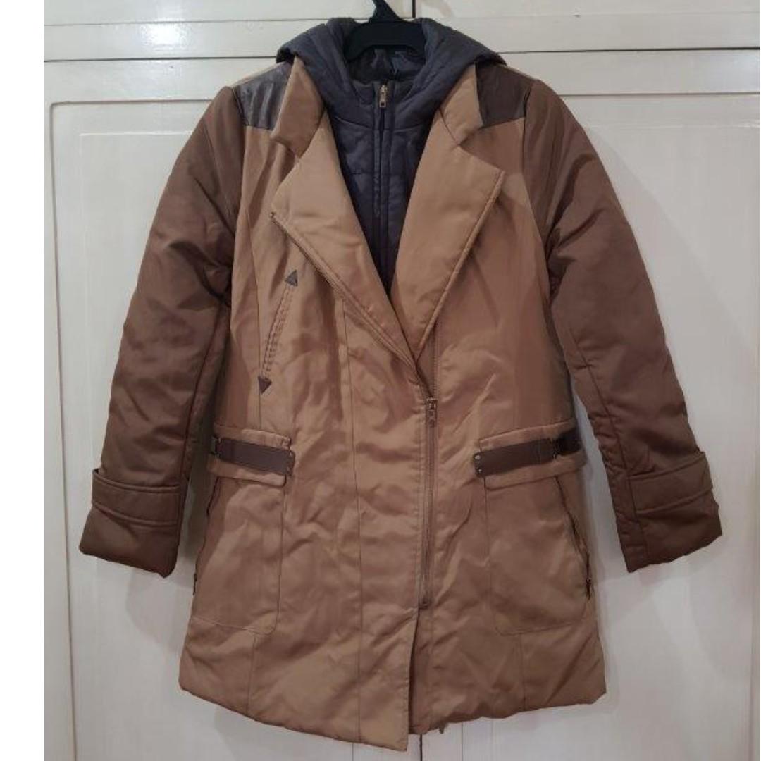 Brown Winter Jacket Coat With Removable Hoodie Olivia Lauren