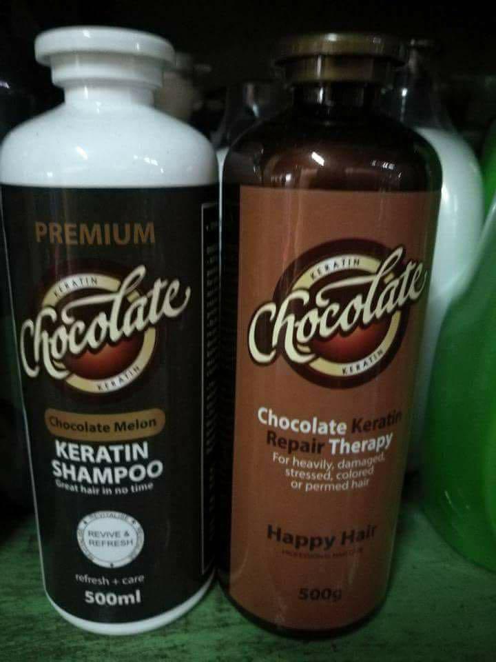 Chocolate Melon Keratin Shampoo and conditioner @ 350 each (Category: Hair) located in Mandaluyong City. Submitted by sheynme (Listing ID 178994654, Image 2). Description: CHOCOLATE MELON KERATIN SHAMPOO and CONDITIONER 500ml 🍫Much bigger...imagine 500ml! @ 350.00 each No need magpasalon mga beshies ! Hindi mo na kailangan mag pa Rebond ! Chocolate Keratin lang yan ! Sa mga ayaw sa maraming ek-ek brazillian blowout na super tagal gawin, super ma