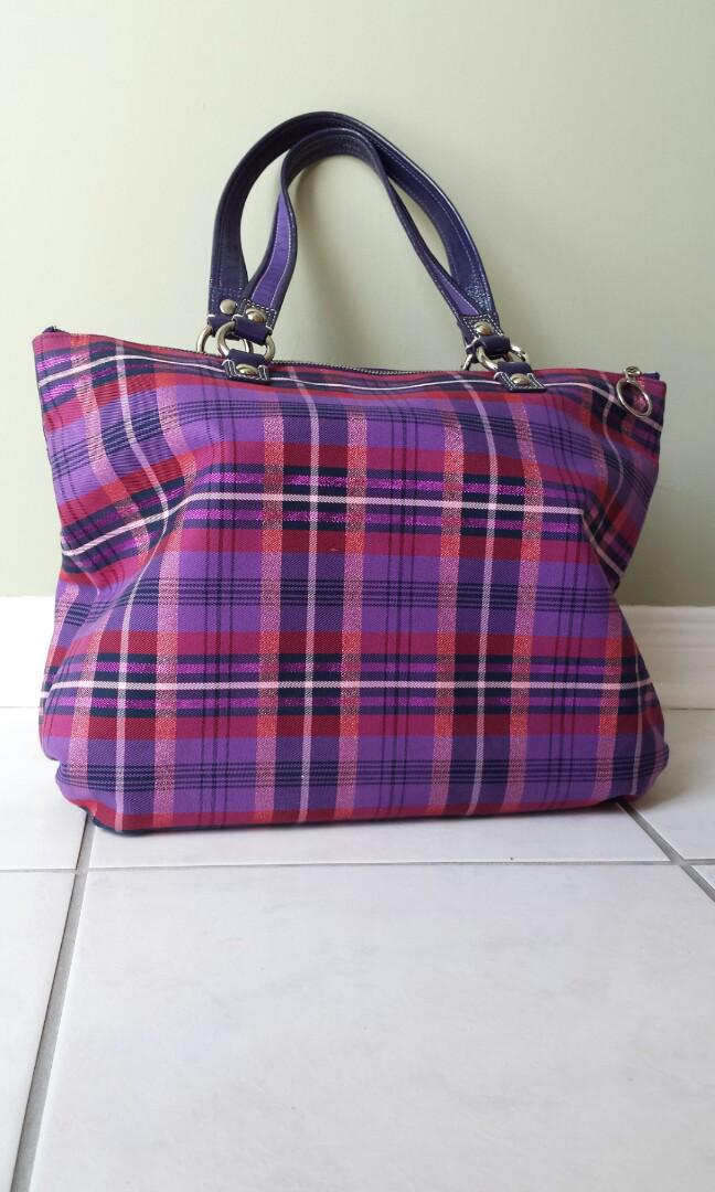 Purple plaid coach best sale purse