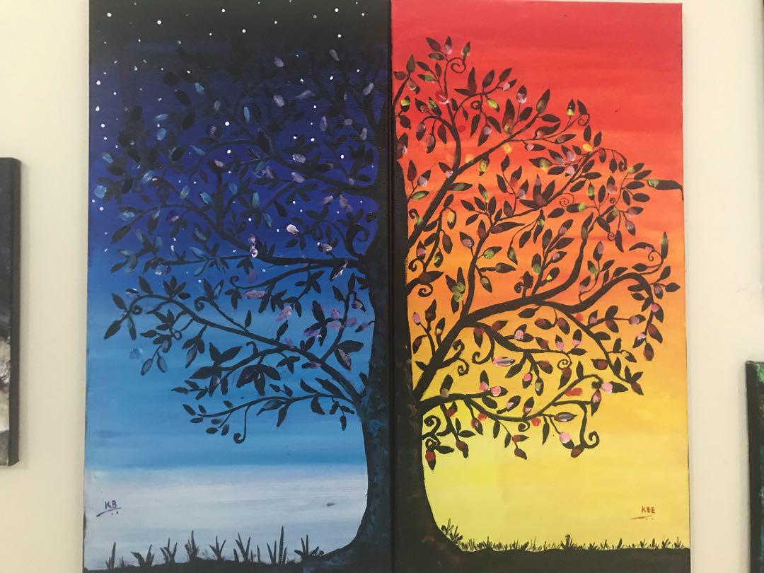 Day And Night Painting Design Craft Art Prints On Carousell