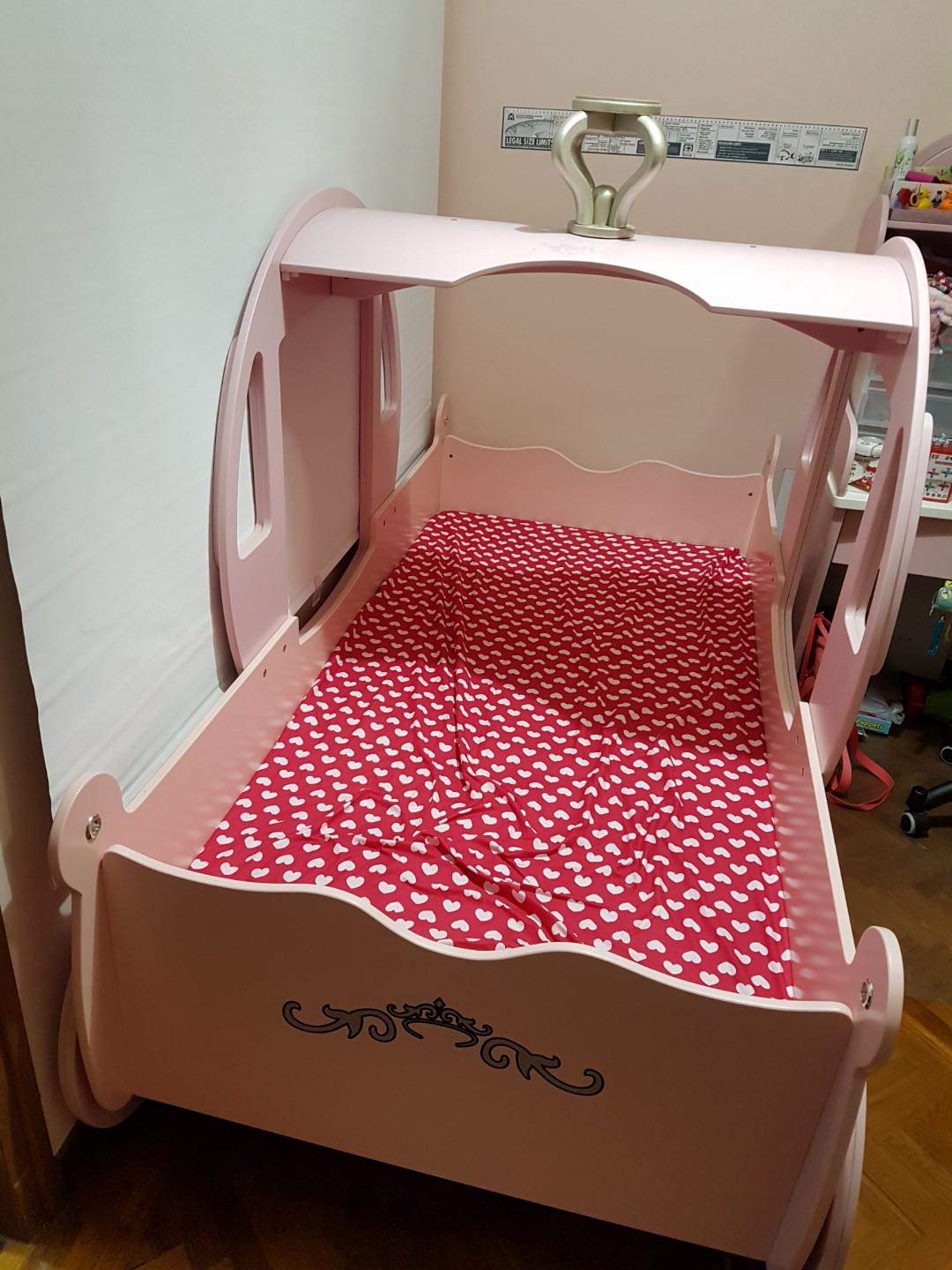 Girls princess horse carriage pink bed frame, Babies & Kids, Baby