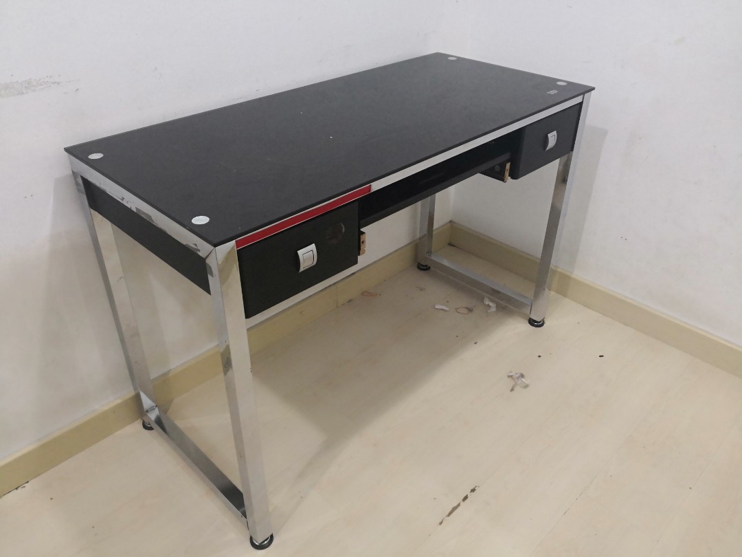 Glass Office Table, Furniture & Home Living, Furniture, Tables & Sets