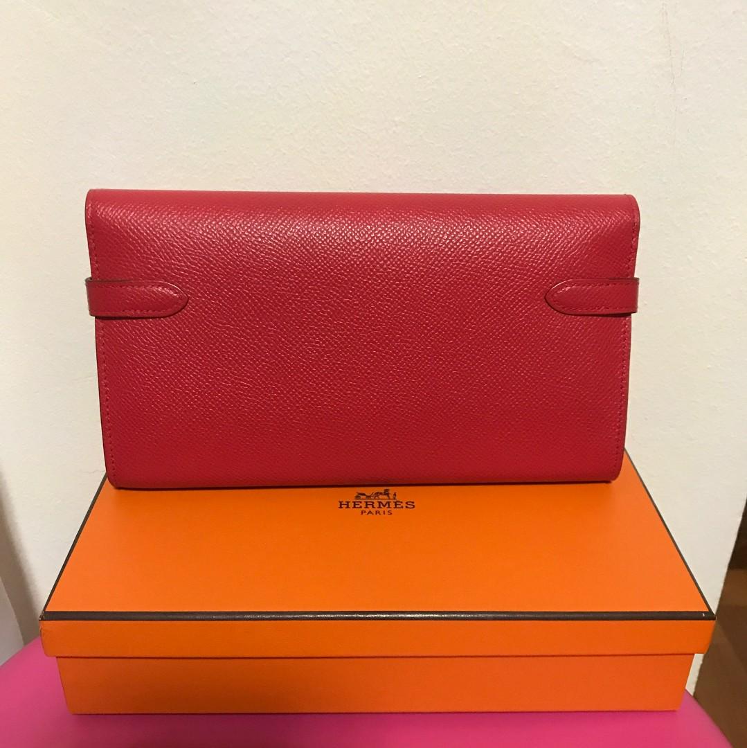 Replica Hermes Kelly Classique To Go Wallet In Orange Epsom Calfskin