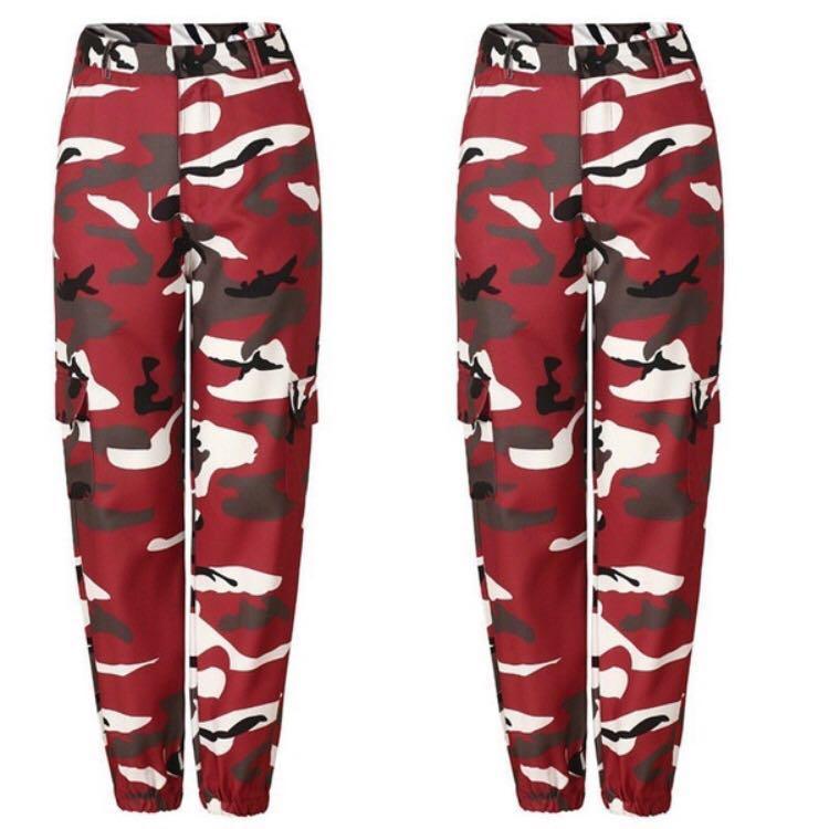 Red camo discount pants womens