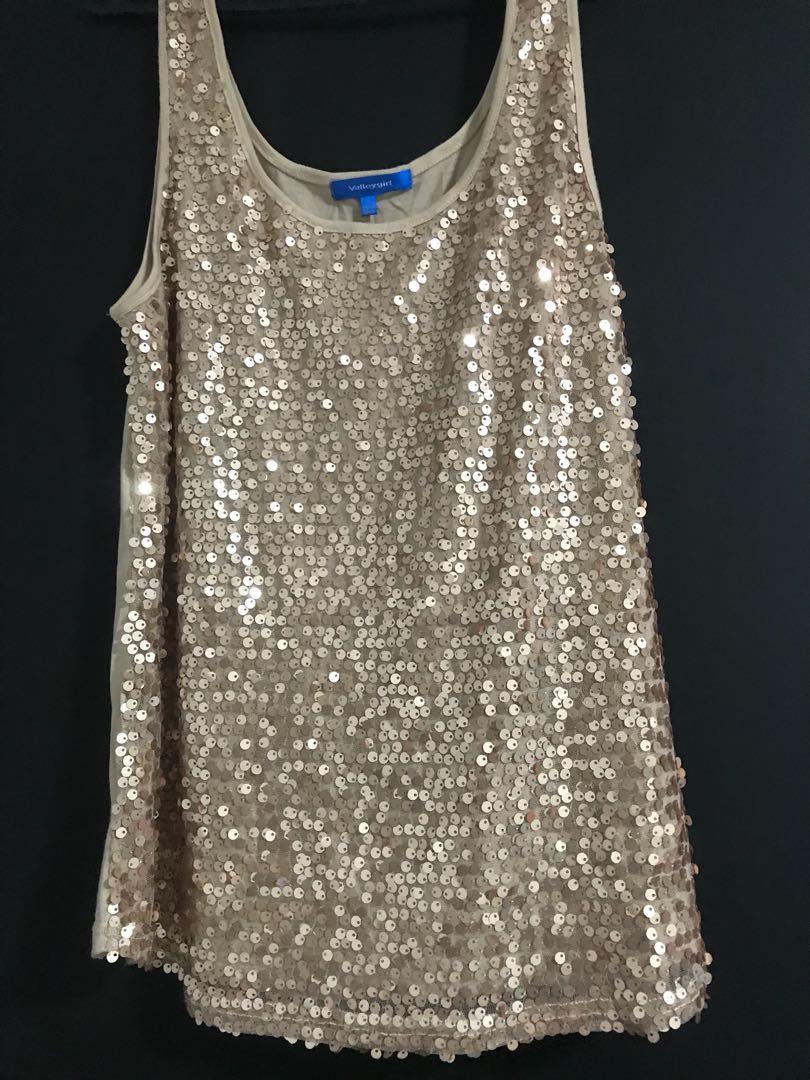 white and gold sequin top