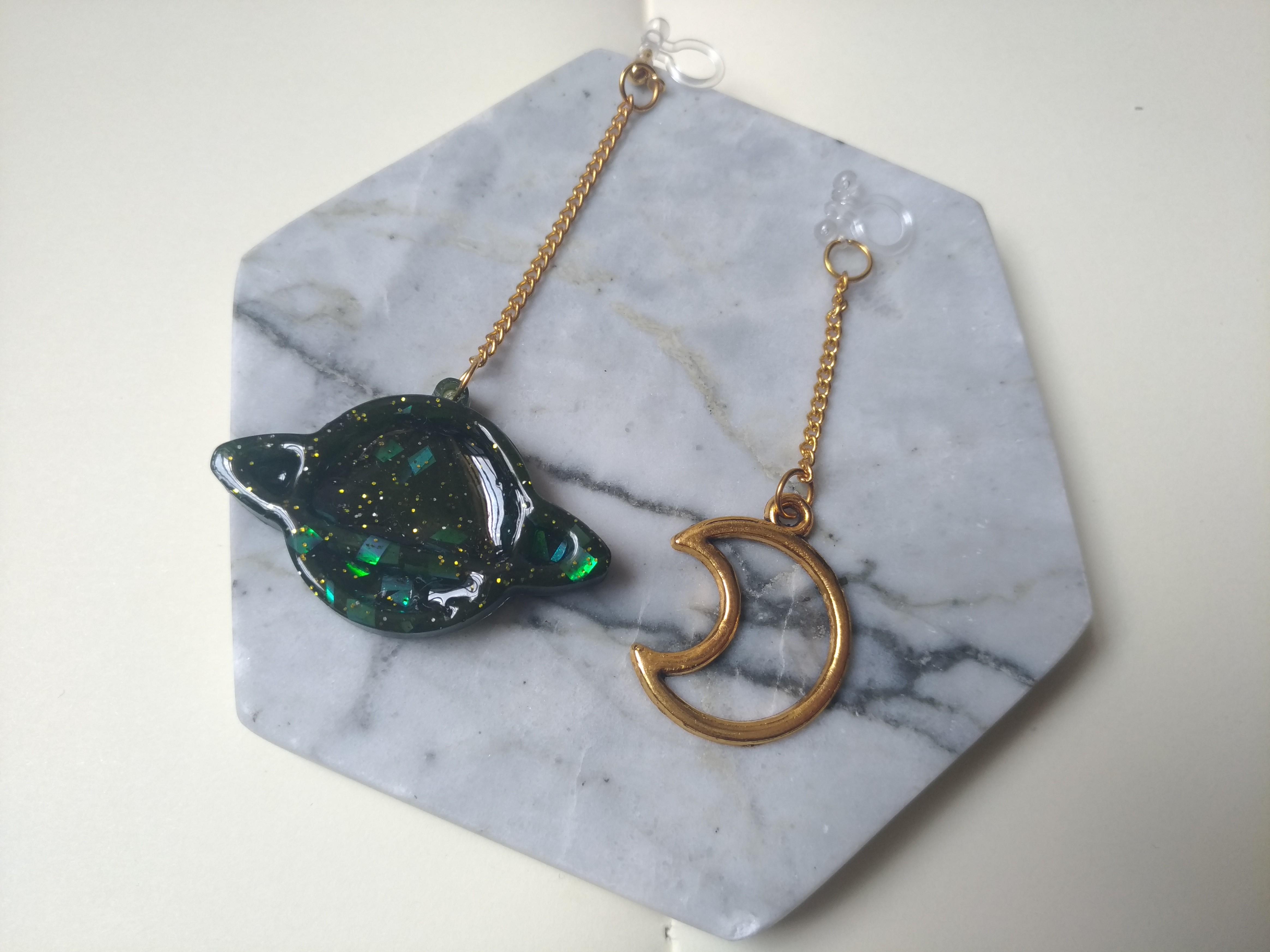 Space Themed Glow In The Dark Earrings Women S Fashion Jewelry Organisers Earrings On Carousell