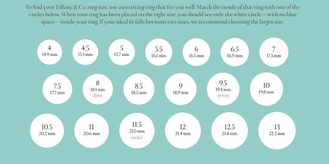 tiffany and co size chart