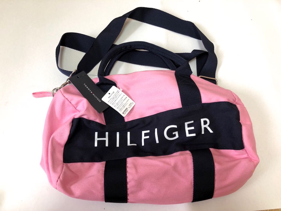 pink tommy hilfiger duffle bag