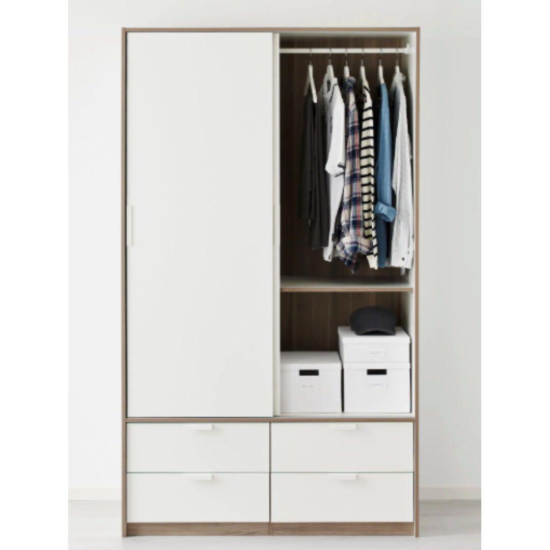 Trysill 2 Sliding Door Wardrobe With 4 Drawers Furniture Shelves
