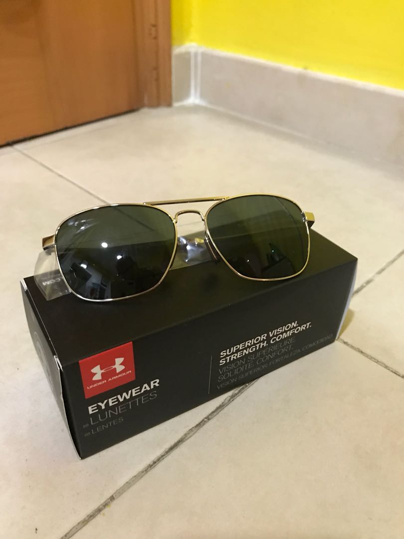 Under Armour Rally Shiny Gold Green Sunglasses
