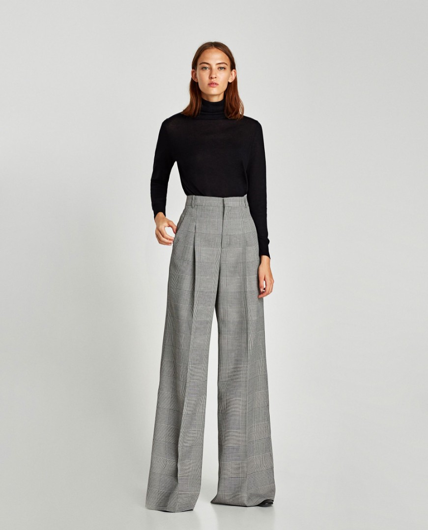 Zara check flare pants, Women's Fashion 