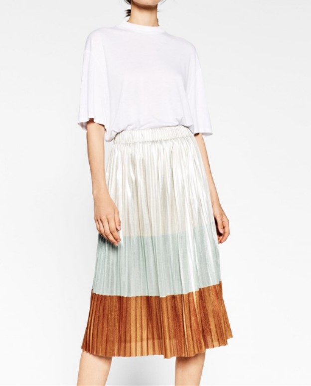Zara metallic pleat skirt, Women's 