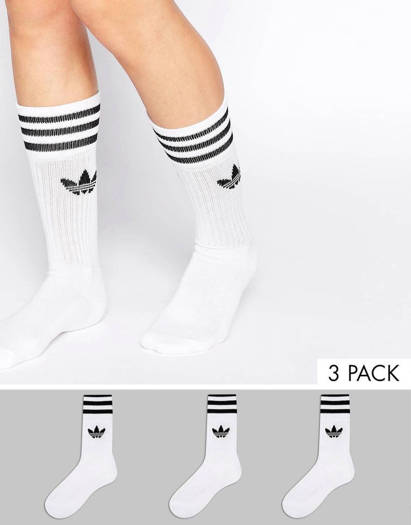 Adidas originals white solid socks, Men's Fashion, Footwear, on Carousell