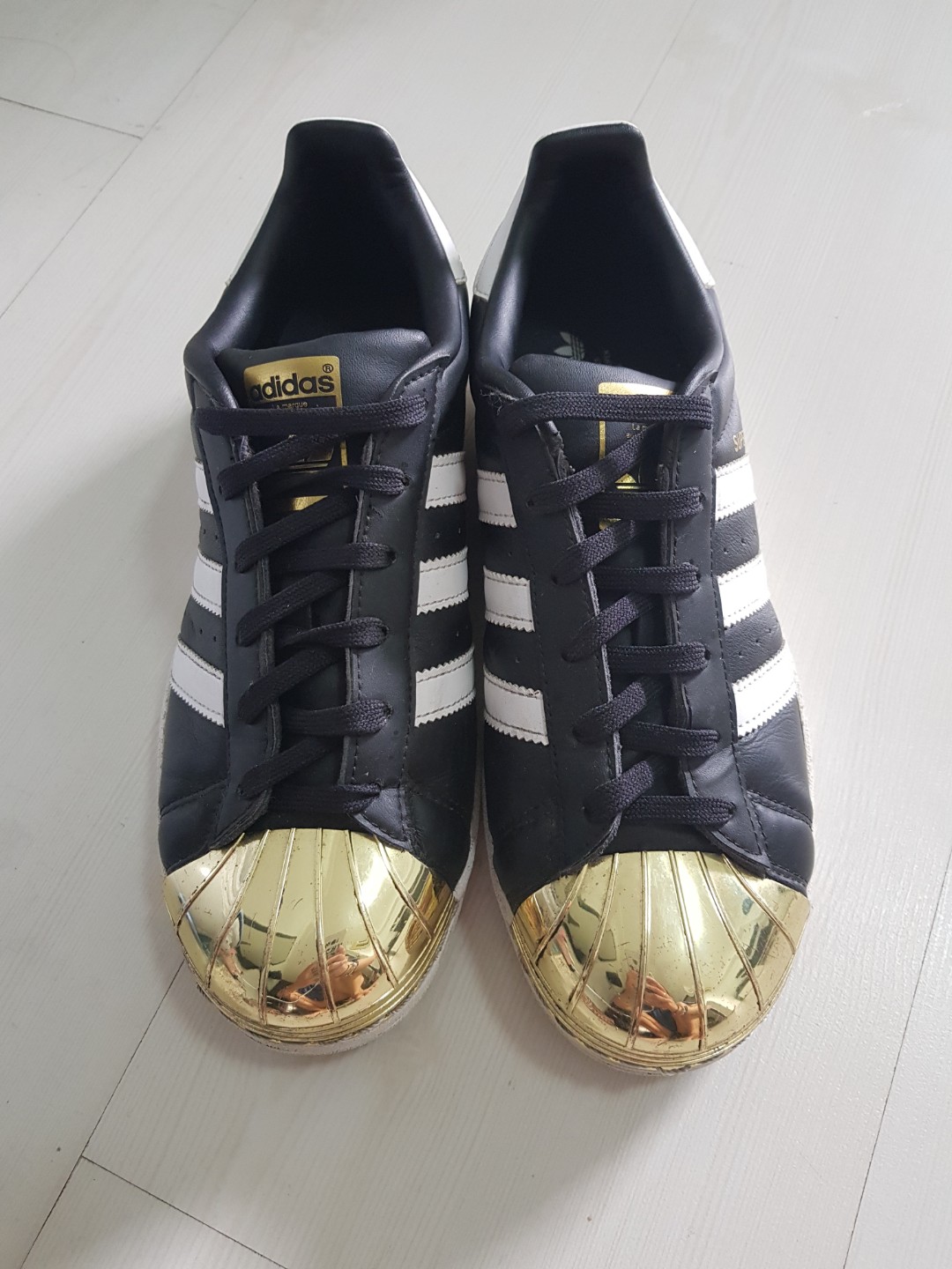 adidas superstar black and gold