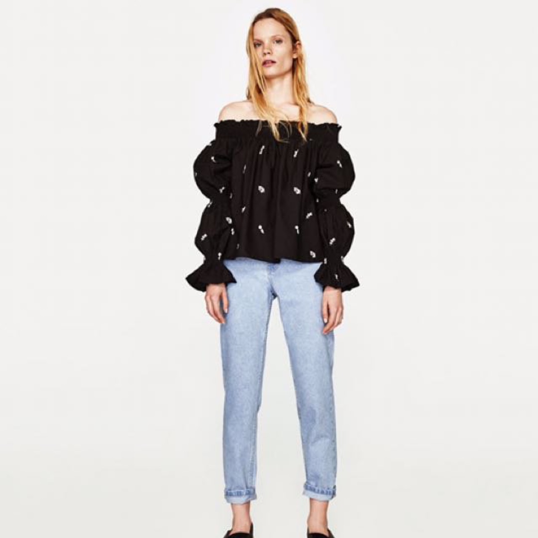 zara black off the shoulder top