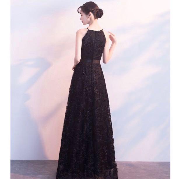 Classic black evening dress sales