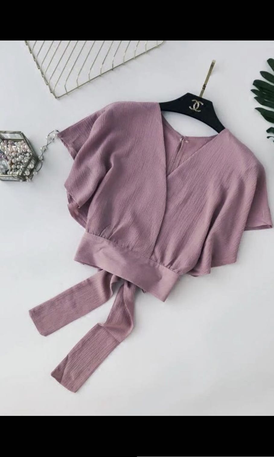 Dusty Pink wrapped top, Women's Fashion, Tops, Blouses on Carousell