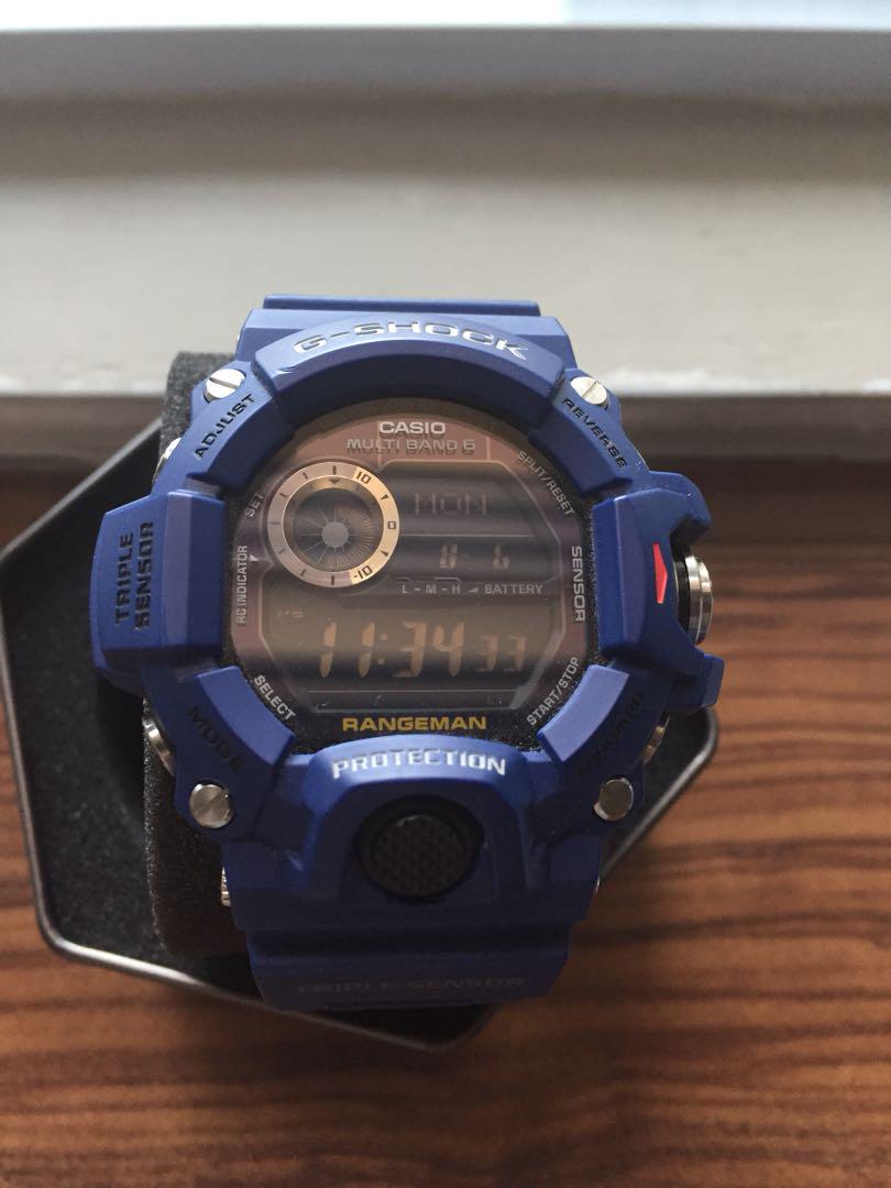 G Shock olive Green Rangeman GW 9400 with navy blue bnb