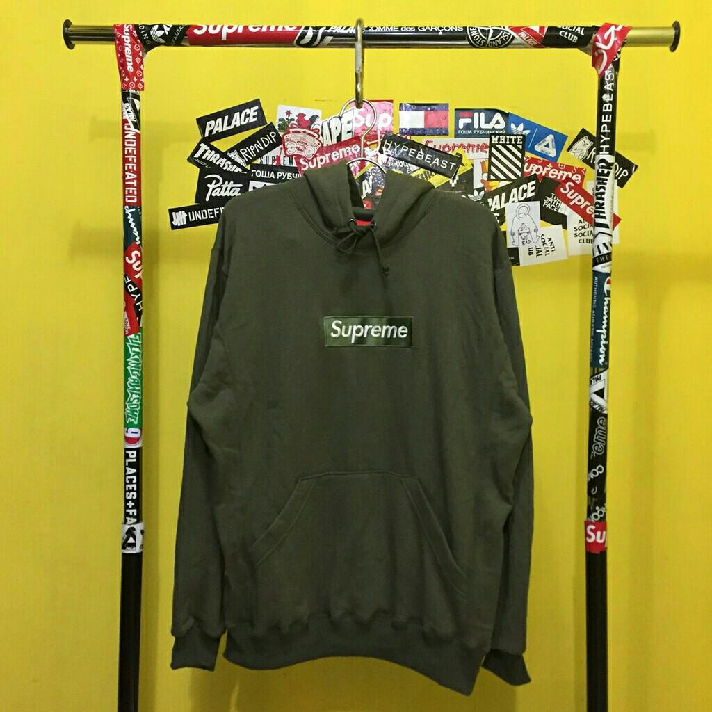 Hoodie Supreme Box Logo Green Men S Fashion Men S Clothes Outerwear On Carousell