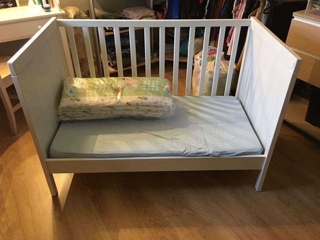 Ikea SUNDVIK baby cot (Free mattress & long bumper), Babies & Kids