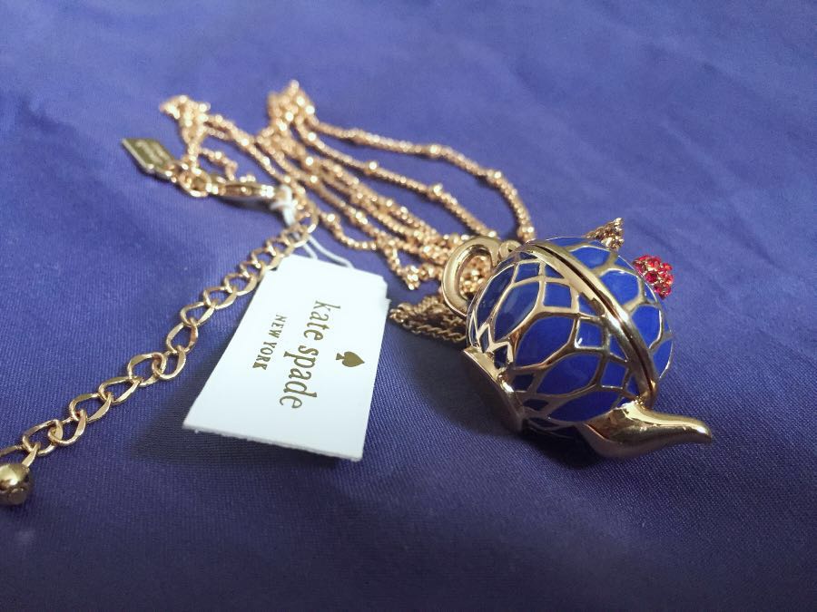 Kate Spade 12K Gold Teapot Locket Pendant Necklace Luxury