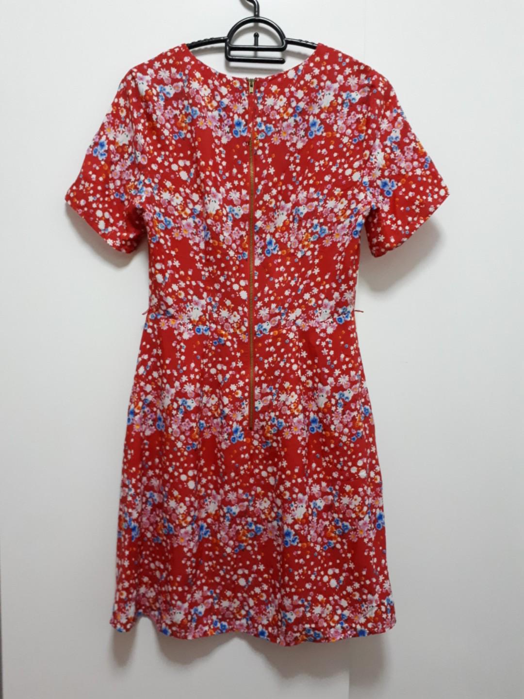 oasis red floral dress