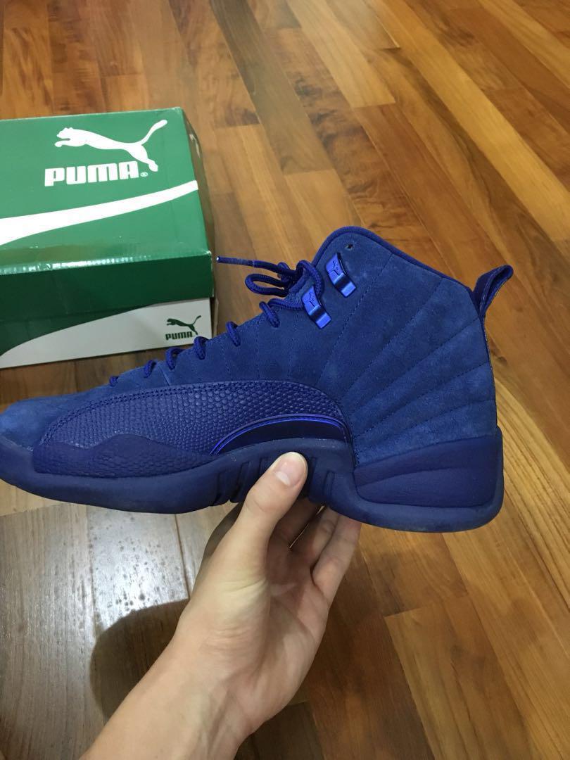 blue jordan 12 suede