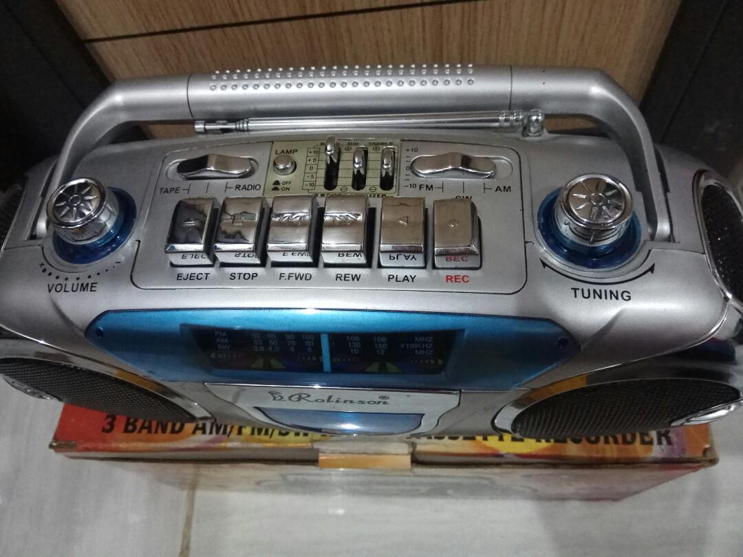 Radio tape recorder jadul Rolinson cuci gudang, Elektronik, Audio di