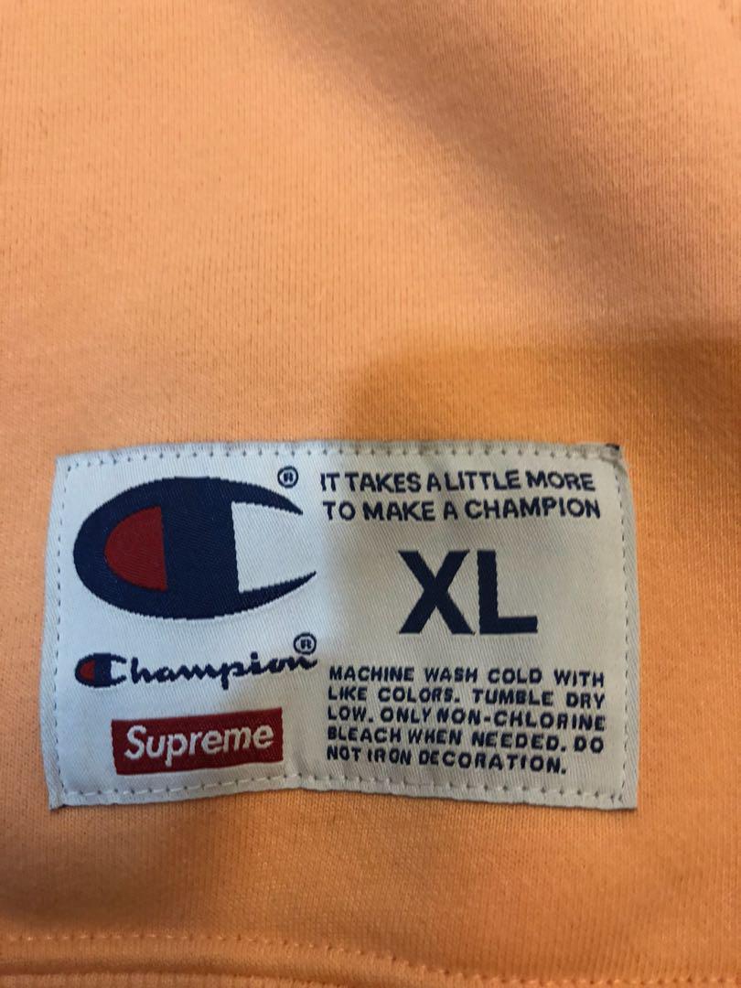 Supreme x champion deals hoodie peach