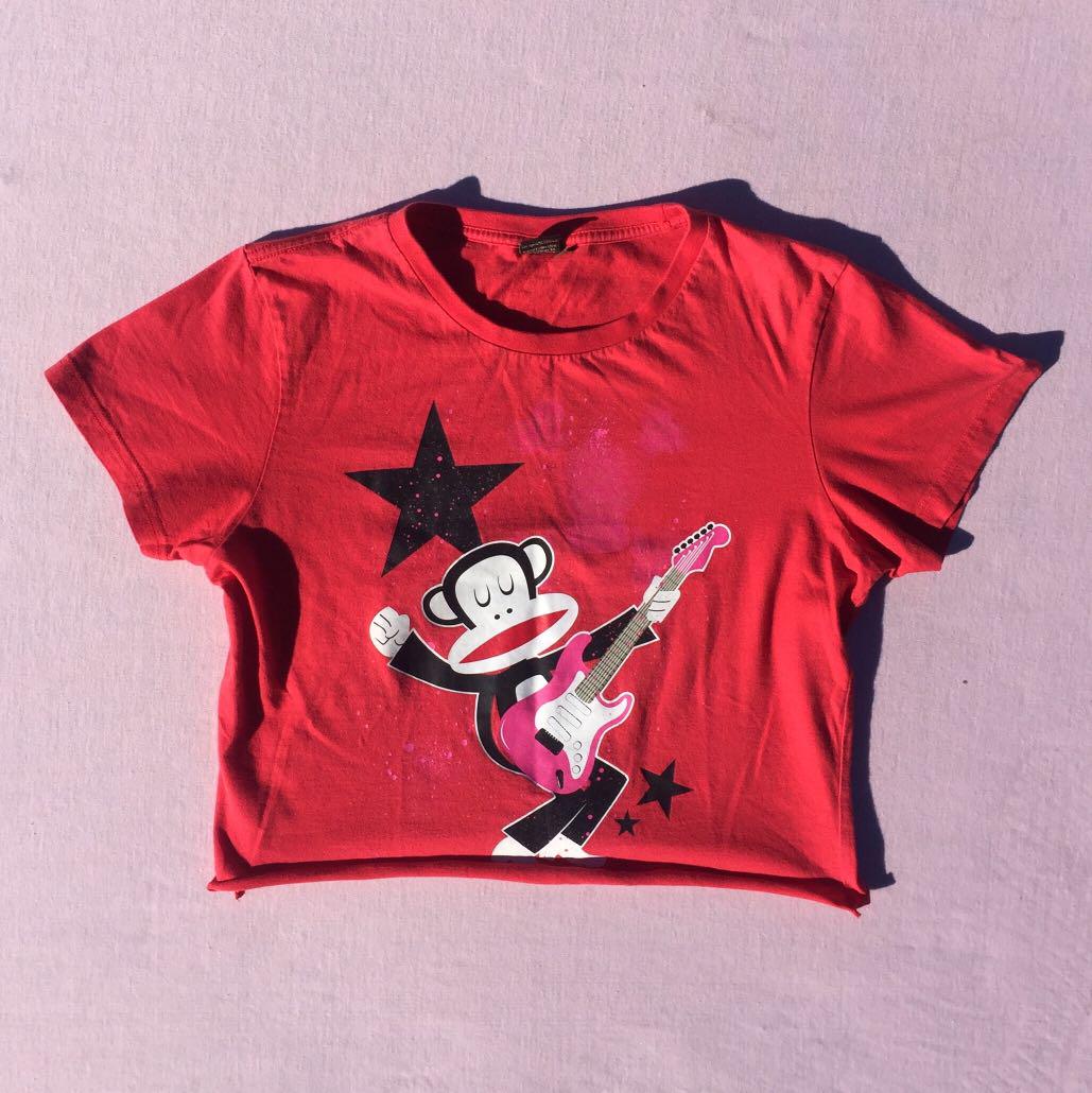 Y2k Red Paul Frank Crop Top Women S Fashion Clothes On Carousell