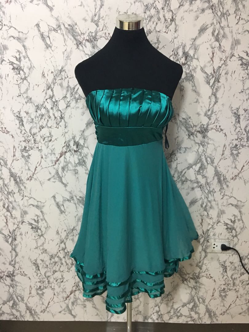 blue green cocktail dress