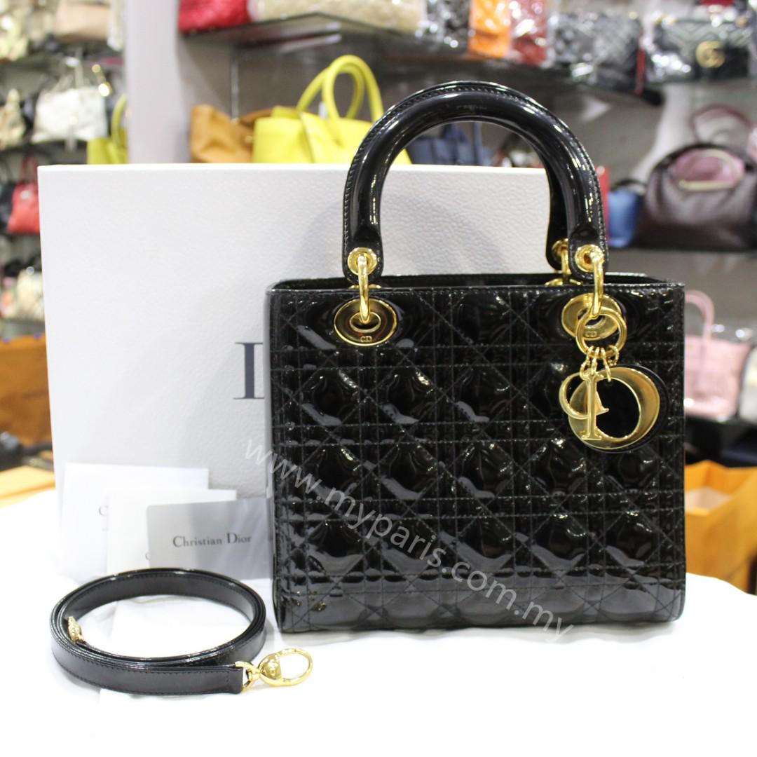 Lady dior deals medium patent black